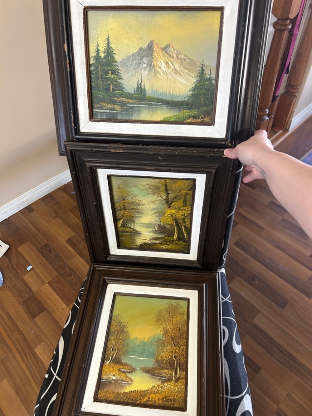 Set of 3 Framed Landscape Oil Paintings - Mountain & Forest Scenes each 8x10